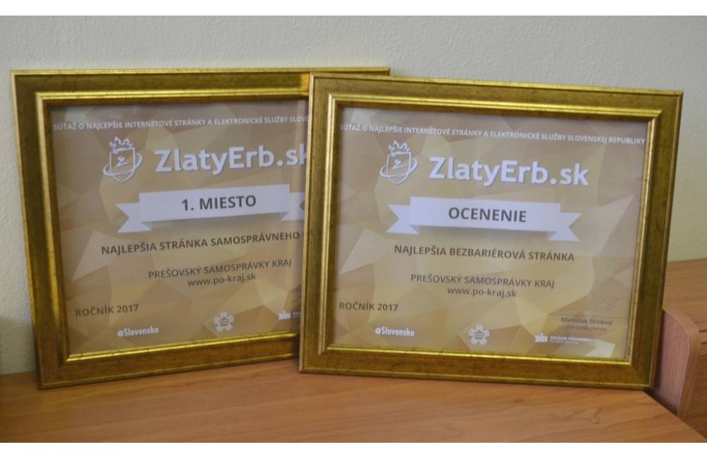 Prešovský kraj získal dve ocenenia v súťaži Zlatý erb