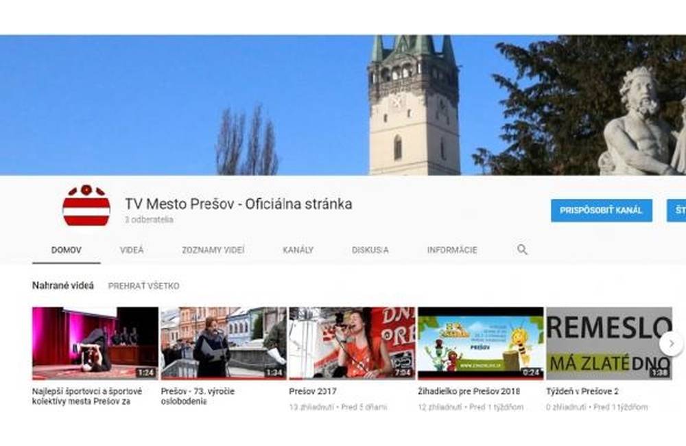 K webovej a facebookovej stránke pribudol mestský YouTube kanál TV Mesto Prešov – Oficiálna stránka