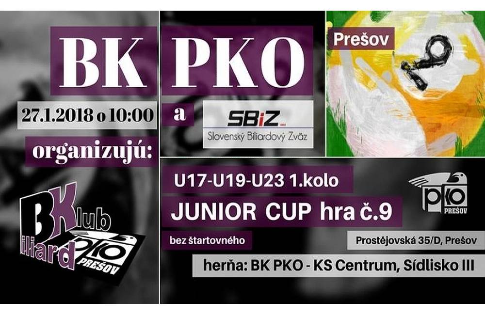 Pohárová sútaž Junior cup U17- U19-U23 1.kolo - hra č.9, prihlásiť a môžu hráči od 23 rokov