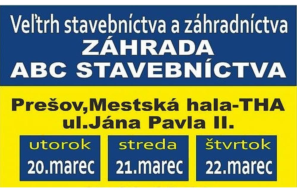Veľtrh stavebníctva a záhradníctva Záhrada ABC v Prešove svoje brány otvorí už v utorok 20. marca