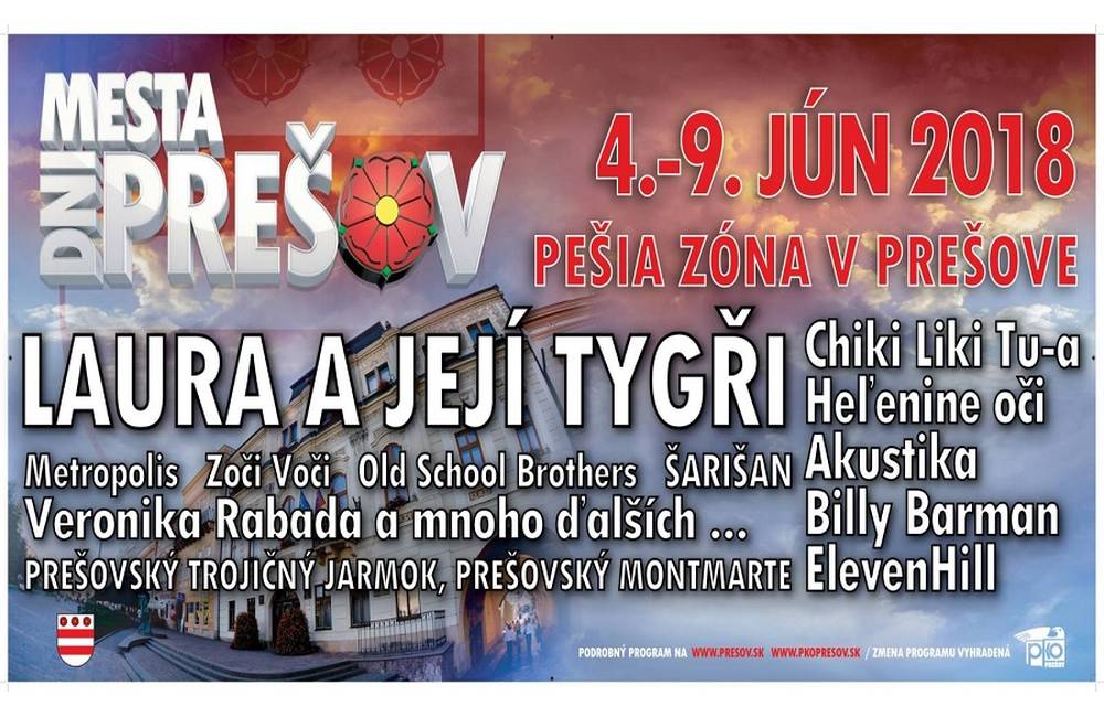 Dnes 4. júna začínajú Dni mesta Prešov 2018. Pozrite si kompletný program