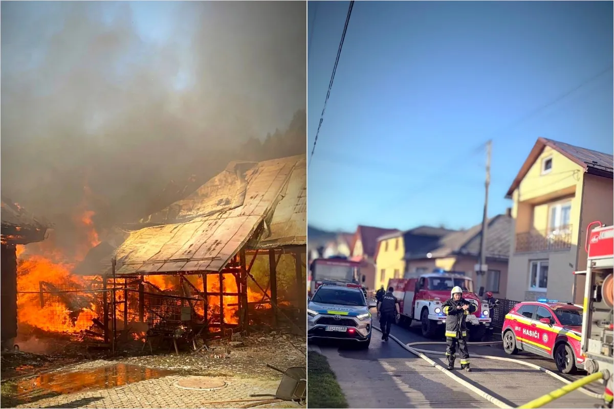 FOTO: Neďaleko Starej Ľubovne došlo k rozsiahlemu požiaru. Evakuovaných bolo 25 obyvateľov