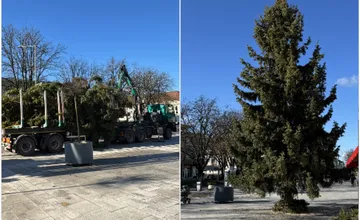 FOTO: Sviatočná atmosféra prichádza aj do Vranova. Na námestí pribudol 15-metrový vianočný stromček