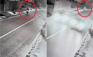 VIDEO: Zábery z ktorých mrazí. Vodič v Nižnom Hrušove predbiehal cez plnú čiaru a takmer zrazil cyklistu v protismere