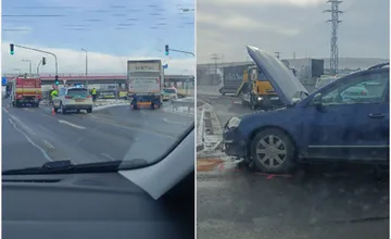 FOTO: Pri výjazde na diaľnicu v Poprade došlo k dopravnej nehode, zrazilo sa osobné a nákladné vozidlo