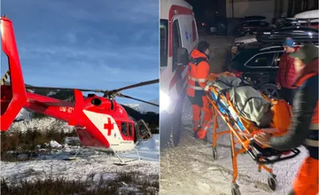 FOTO: Leteckí záchranári ratovali vážne zranenú lyžiarku v Tatranskej Lomnici, v Tatrách sa žena zranila pri sánkovaní