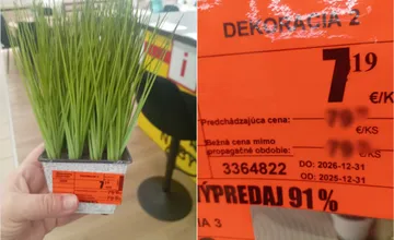FOTO: Zákazníci v prešovskom Merkury Markete našli podozrivú zľavu. Táto plastová kvetinka stála pôvodne toľko?