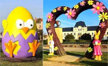 FOTO: Humenné sa mení na veľkonočnú rozprávku. V uliciach vám vyčarí úsmev zajačia rodinka, kuriatka aj tulipány 