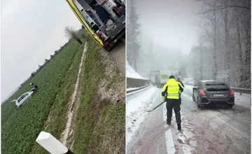 Pri Vranove nad Topľou vyletelo auto z cesty, úsek za Vernárom bol pár hodín neprejazdný pre skrížený kamión
