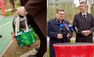 FOTO: Prešov zavádza novinku, špeciálne držiaky na prázdne zálohované nápojové obaly na odpadkových košoch