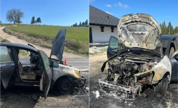 V okrese Stará Ľubovňa horelo auto, nachádzali sa v ňom 4 občania Poľska. Premávku riadi polícia