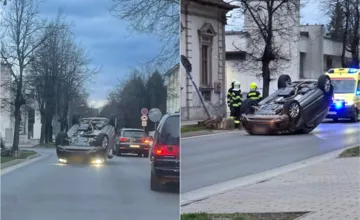 FOTO: Nedeľa skončila v Poprade dychvyrážajúcou nehodou. Osobné auto ostalo prevrátené na streche, ako k tomu došlo? 
