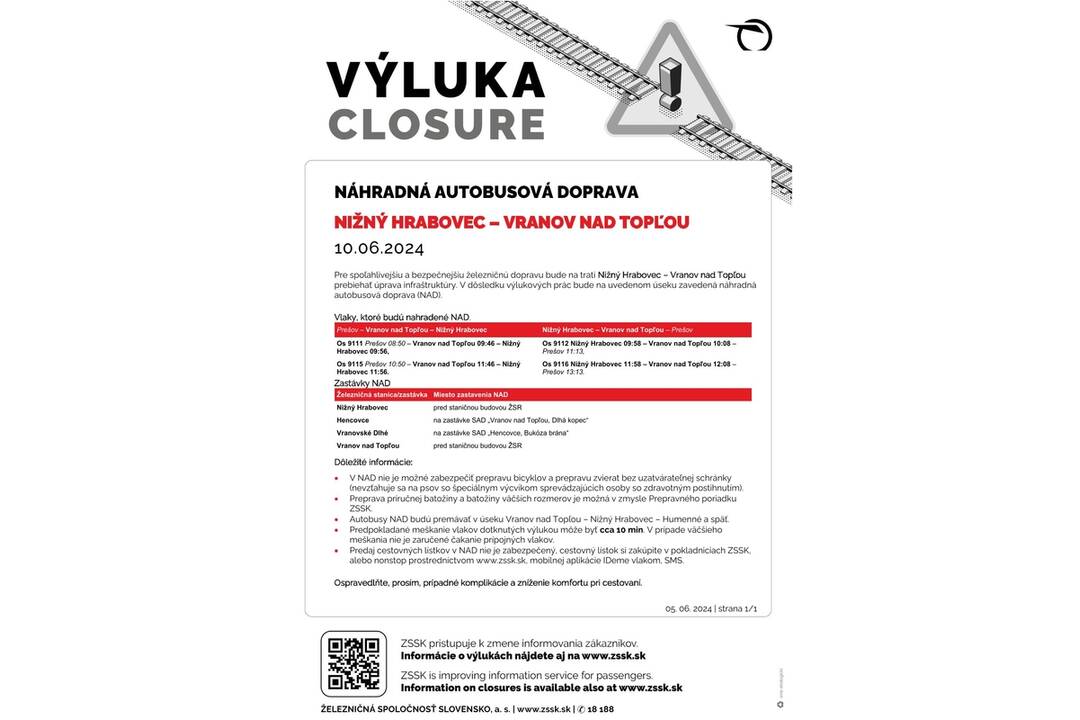 FOTO: Výluky vlakov v Košickom kraji (24. týždeň), foto 1