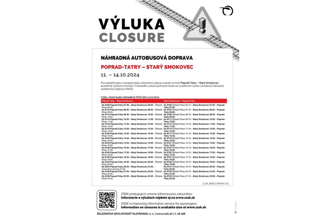 FOTO: Na východe Slovenska opäť avizujú výluky vlakov, foto 1