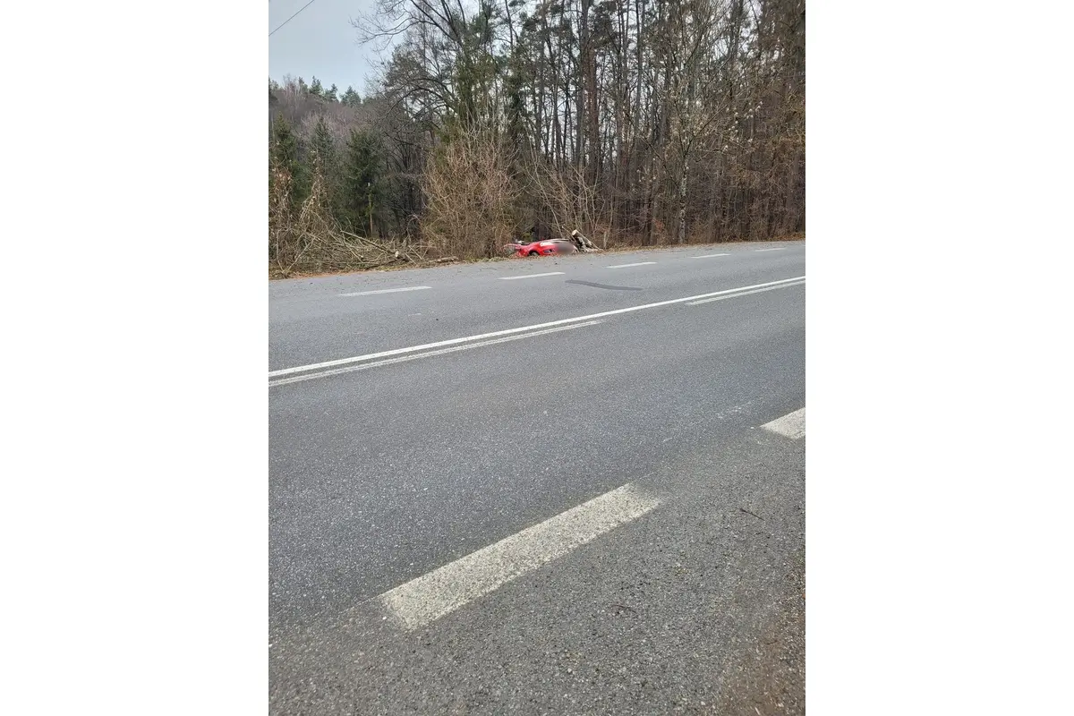 FOTO: Pri dopravnej nehode v Cemjate narazilo auto do stromu, foto 4