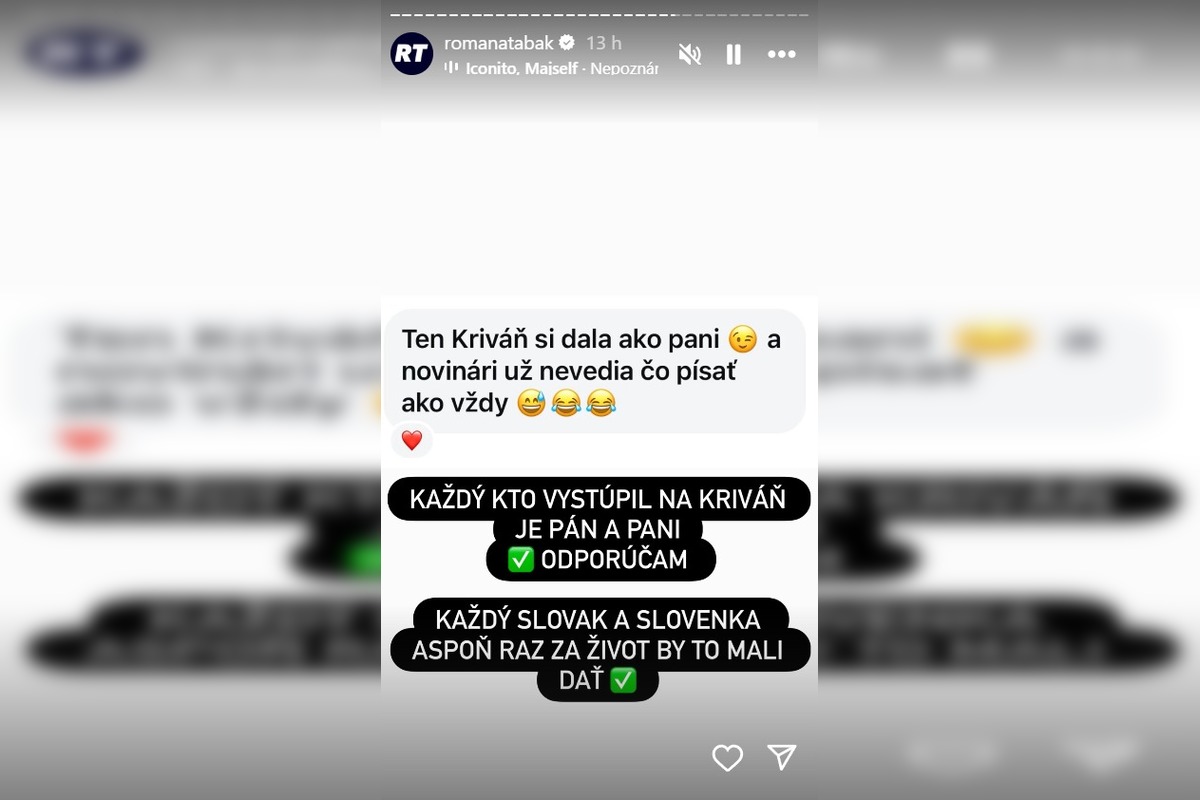 FOTO: Romana Tabaková vystúpila na Kriváň, foto 1