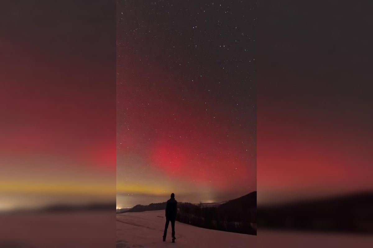 FOTO: Polárna žiara sa ukázala aj v Prešovskom kraji, foto 1