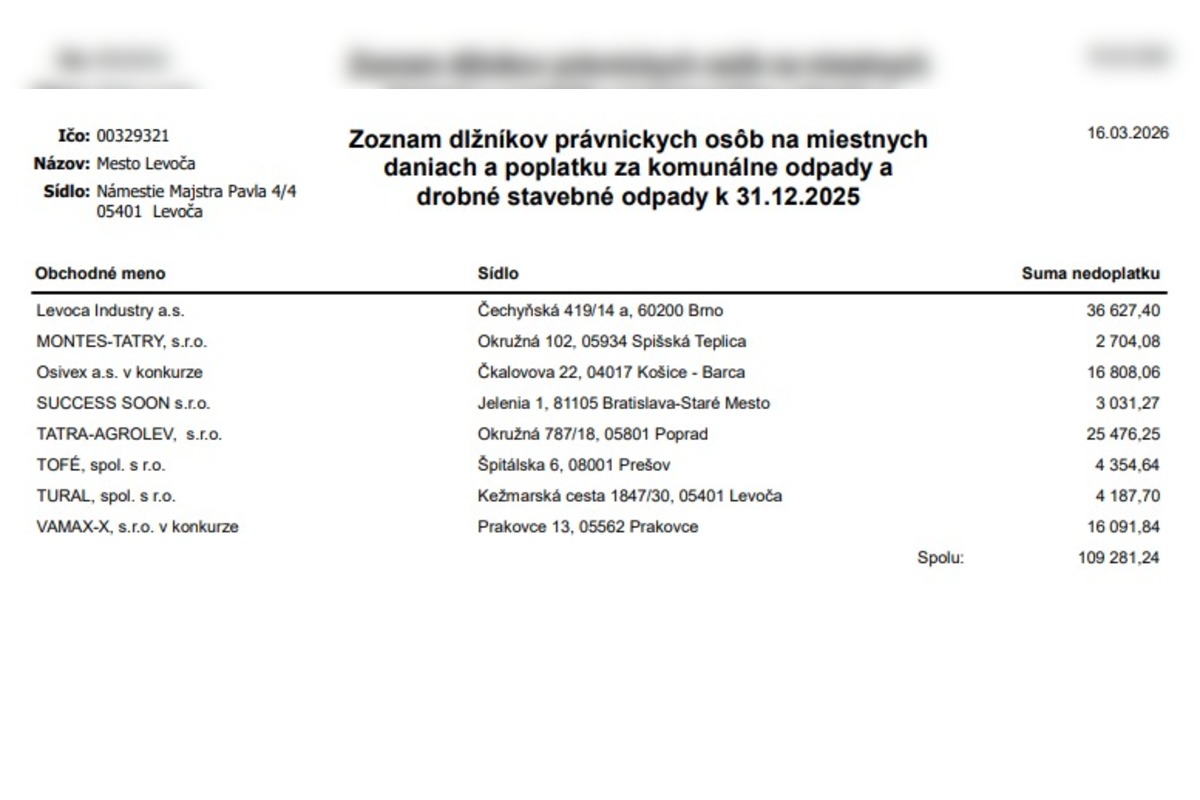 FOTO: Levoča zverejnila dlžníkov. Peniaze dlžia aj firmy, foto 17