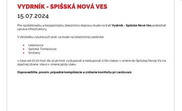 FOTO: Výluky vlakovna východe Slovenska (29. týždeň)