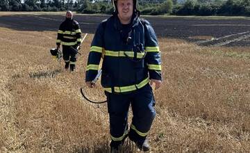 FOTO:  V obci Petrovany došlo k požiaru suchého porastu