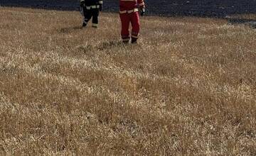 FOTO:  V obci Petrovany došlo k požiaru suchého porastu