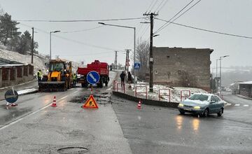 FOTO: Havária vodovodného potrubia v Levoči
