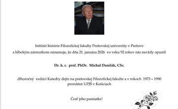 FOTO: Zomrel významný pedagóg a odborník Michal Danilák